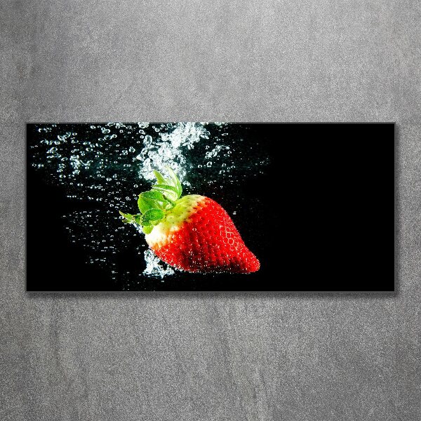 Quadro vetro acrilico Fragola sott'acqua