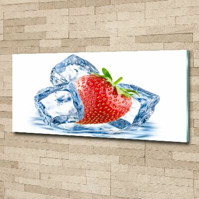 Quadro su vetro acrilico Fragola con ghiaccio