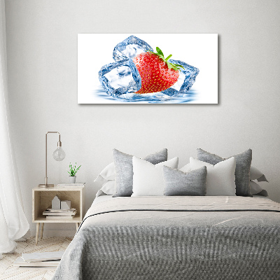 Quadro su vetro acrilico Fragola con ghiaccio