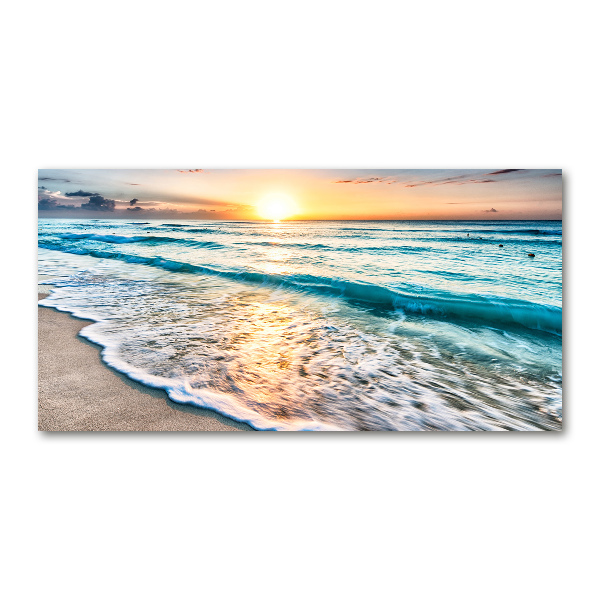 Quadro in vetro acrilico Spiaggia al tramonto