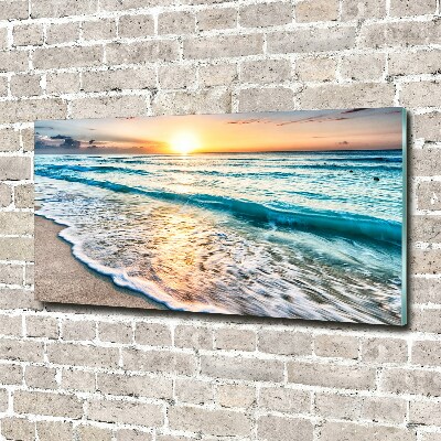 Quadro in vetro acrilico Spiaggia al tramonto
