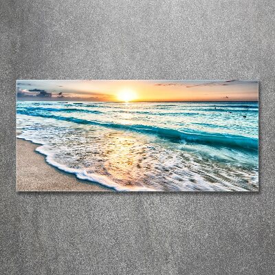 Quadro in vetro acrilico Spiaggia al tramonto