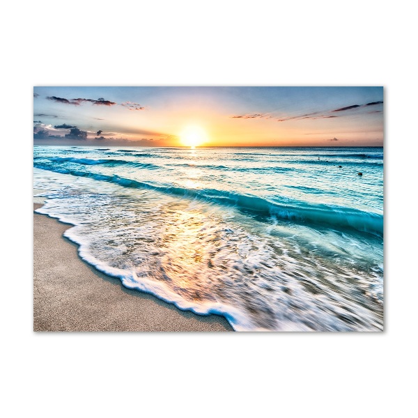 Quadro in vetro acrilico Spiaggia al tramonto