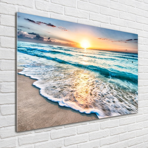 Quadro in vetro acrilico Spiaggia al tramonto