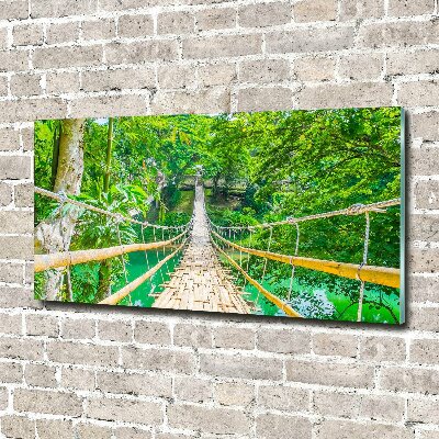 Quadro in vetro acrilico Ponte della foresta di bambù