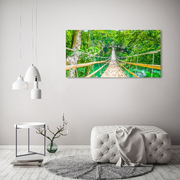 Quadro in vetro acrilico Ponte della foresta di bambù