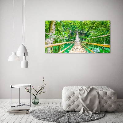 Quadro in vetro acrilico Ponte della foresta di bambù