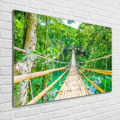 Quadro in vetro acrilico Ponte della foresta di bambù