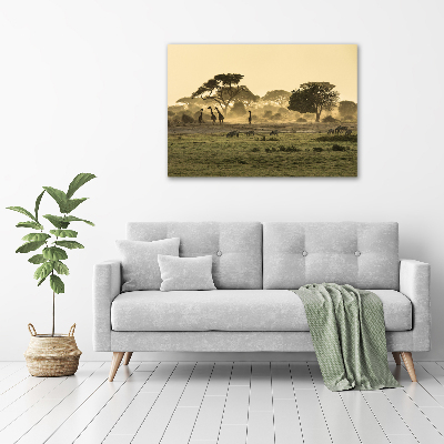 Quadro vetro acrilico Giraffe nella savana