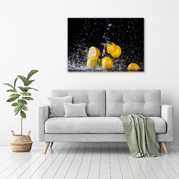 Quadro in vetro acrilico Limoni e acqua