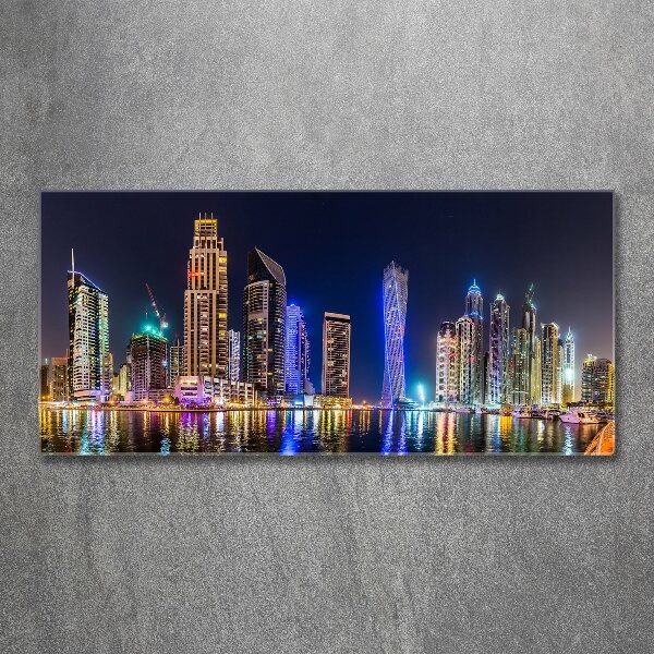 Quadro in vetro acrilico Dubai di notte