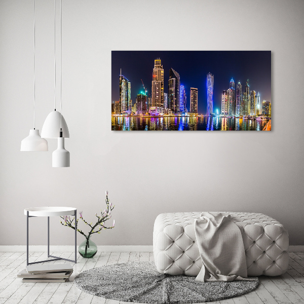Quadro in vetro acrilico Dubai di notte