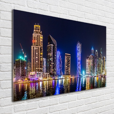 Quadro in vetro acrilico Dubai di notte