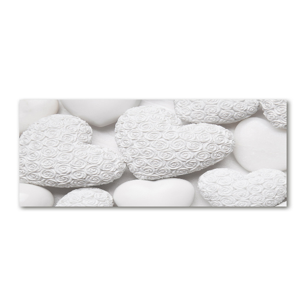 Quadro su vetro acrilico Sfondo a forma di cuore bianco