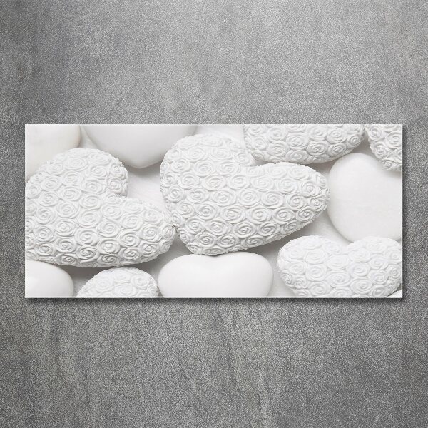 Quadro su vetro acrilico Sfondo a forma di cuore bianco