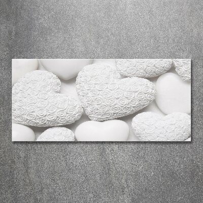 Quadro su vetro acrilico Sfondo a forma di cuore bianco