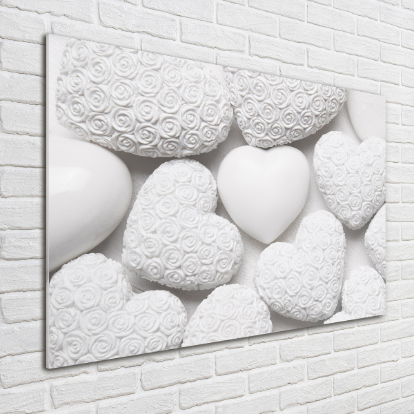 Quadro su vetro acrilico Sfondo a forma di cuore bianco