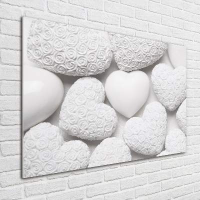 Quadro su vetro acrilico Sfondo a forma di cuore bianco