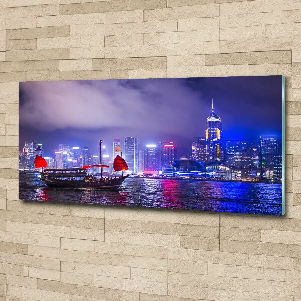 Quadro vetro acrilico Hong Kong di notte