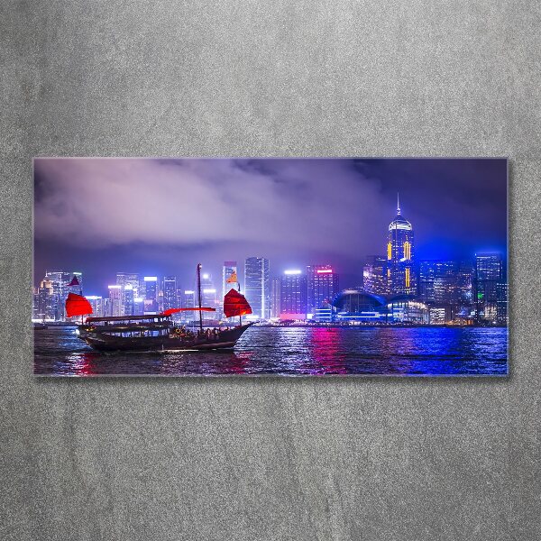 Quadro vetro acrilico Hong Kong di notte