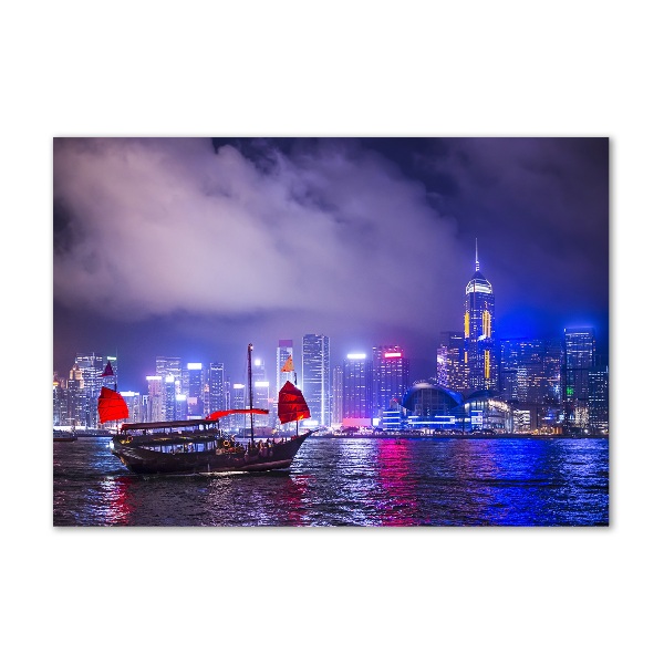 Quadro vetro acrilico Hong Kong di notte