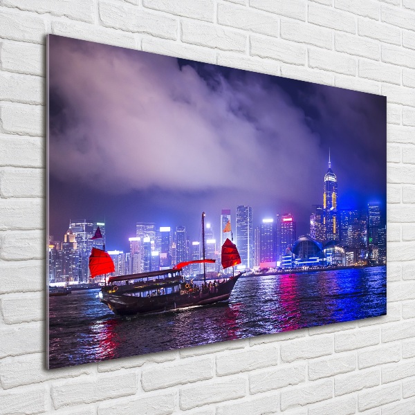 Quadro vetro acrilico Hong Kong di notte