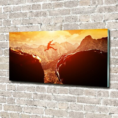 Quadro su vetro acrilico Salta oltre l'abisso