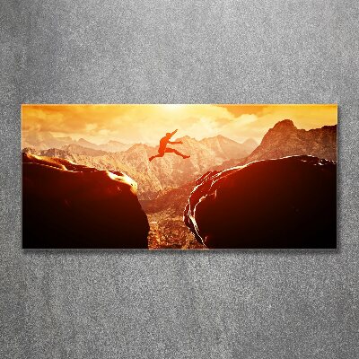 Quadro su vetro acrilico Salta oltre l'abisso
