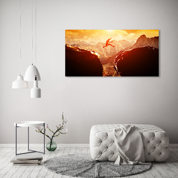 Quadro su vetro acrilico Salta oltre l'abisso