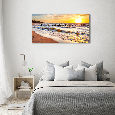 Quadro vetro acrilico Spiaggia al tramonto