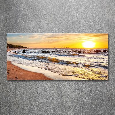 Quadro vetro acrilico Spiaggia al tramonto
