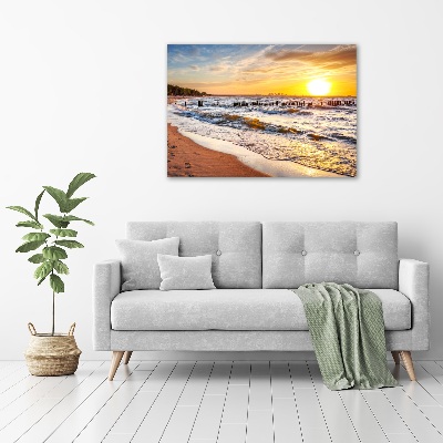 Quadro vetro acrilico Spiaggia al tramonto