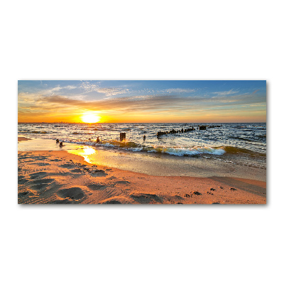 Quadro su vetro acrilico Spiaggia al tramonto