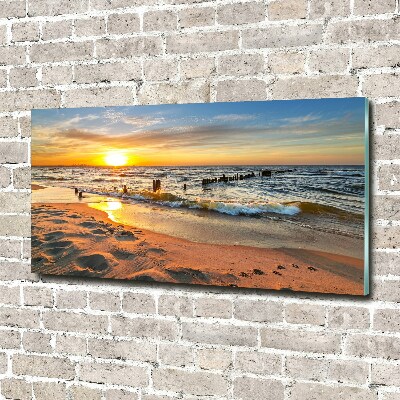 Quadro su vetro acrilico Spiaggia al tramonto