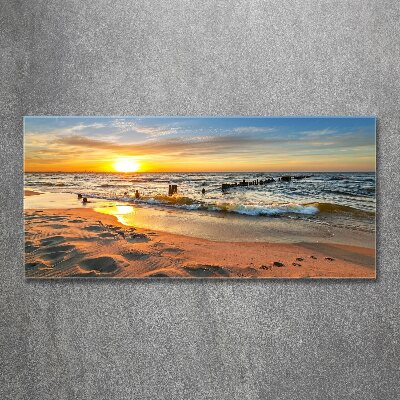 Quadro su vetro acrilico Spiaggia al tramonto