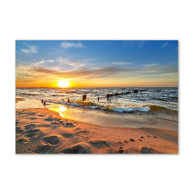 Quadro su vetro acrilico Spiaggia al tramonto