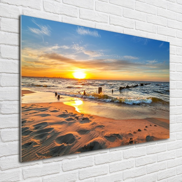 Quadro su vetro acrilico Spiaggia al tramonto