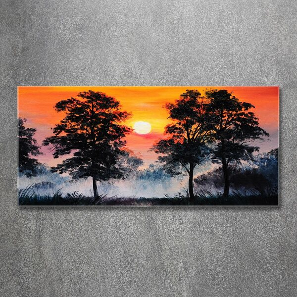 Quadro vetro acrilico Foresta del tramonto