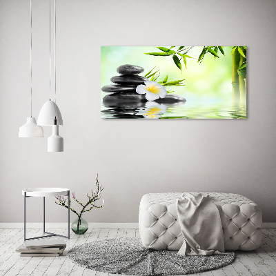 Quadro su vetro acrilico Plumeria e bambù