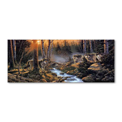 Quadro vetro acrilico Un branco di lupi