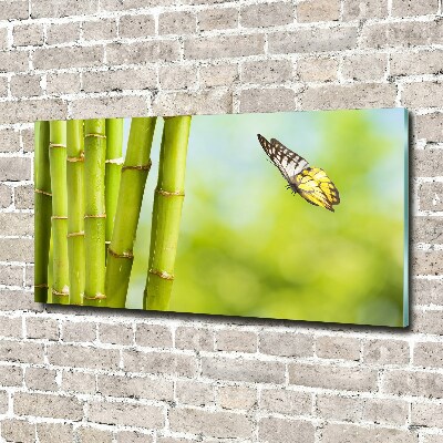 Quadro vetro acrilico Bambù e farfalla