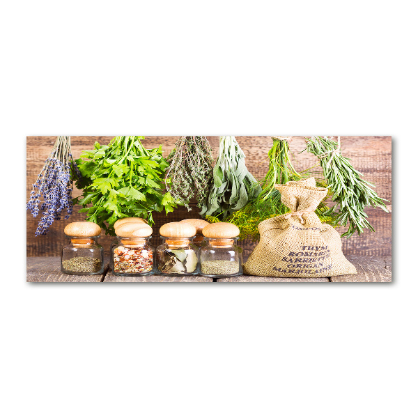 Quadro in vetro acrilico Erbe aromatiche su un filo