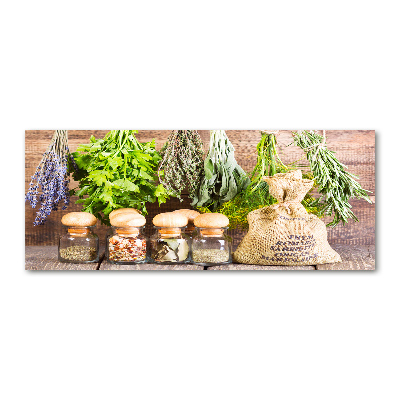 Quadro in vetro acrilico Erbe aromatiche su un filo
