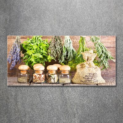 Quadro in vetro acrilico Erbe aromatiche su un filo