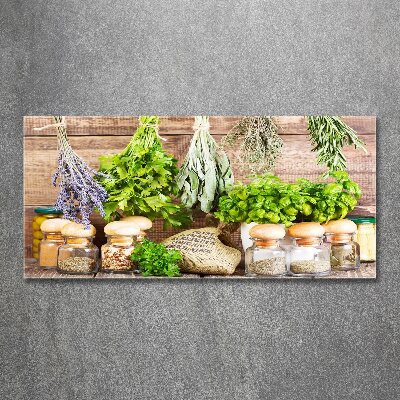 Quadro vetro acrilico Erbe aromatiche su un filo