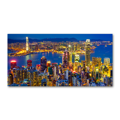 Quadro in vetro acrilico Hong Kong di notte