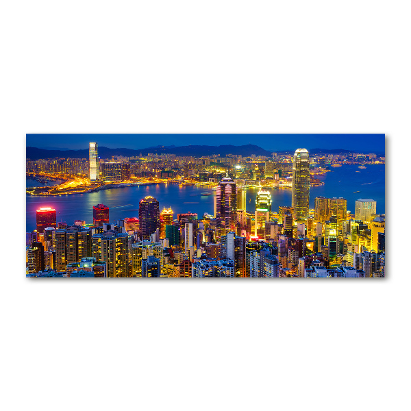 Quadro in vetro acrilico Hong Kong di notte