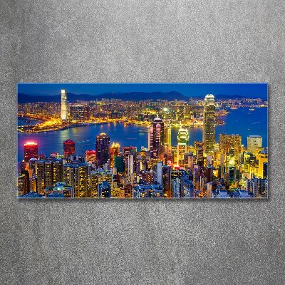 Quadro in vetro acrilico Hong Kong di notte