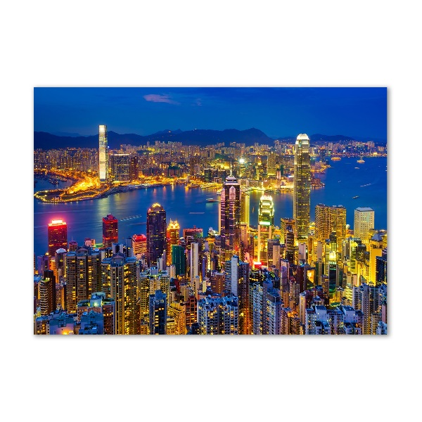 Quadro in vetro acrilico Hong Kong di notte