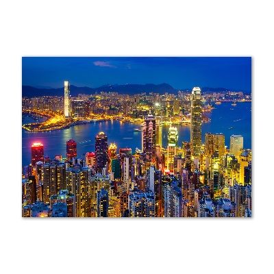 Quadro in vetro acrilico Hong Kong di notte